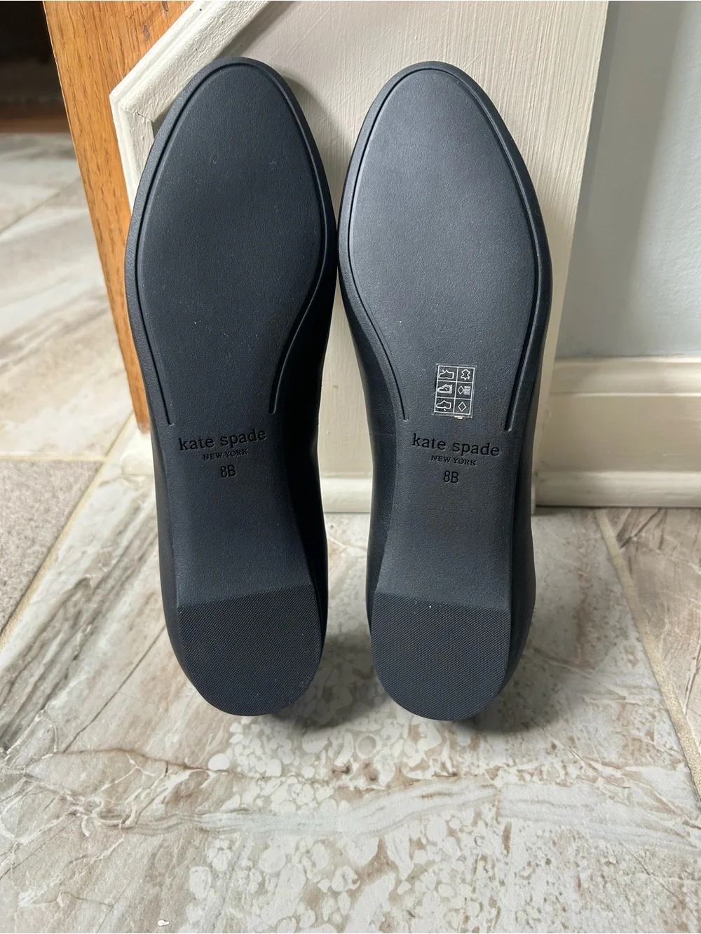 NWOB Kate Spade Women’s Size 8B Black Leather Flora Ballet Flats